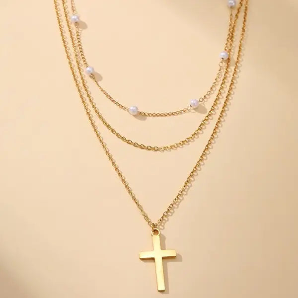 18K Stainless Steel Tarnish Free Cross Necklace