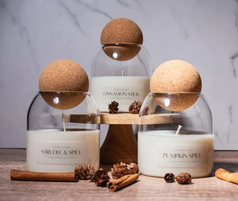 Candle with Corktop Lid Available in Multiple Scents