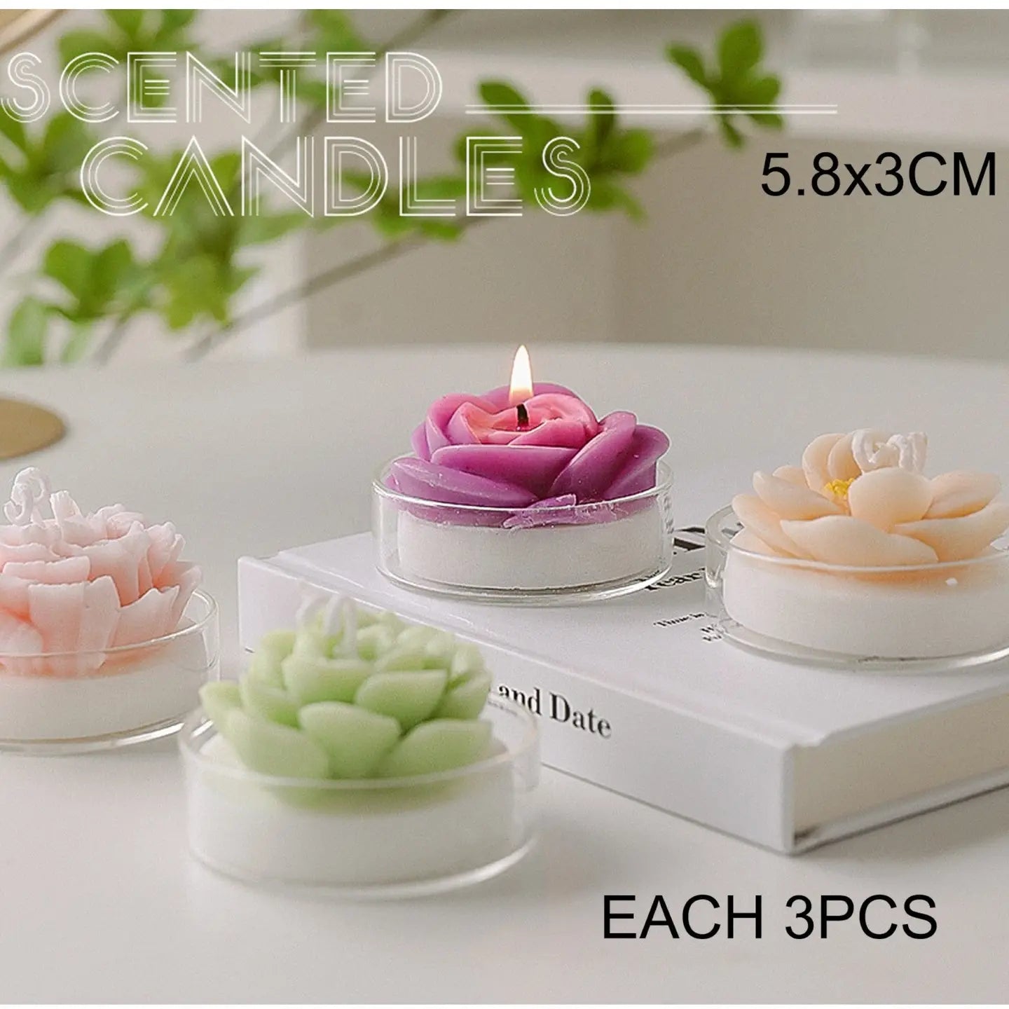 Flower Shape Scented Candle 3pices