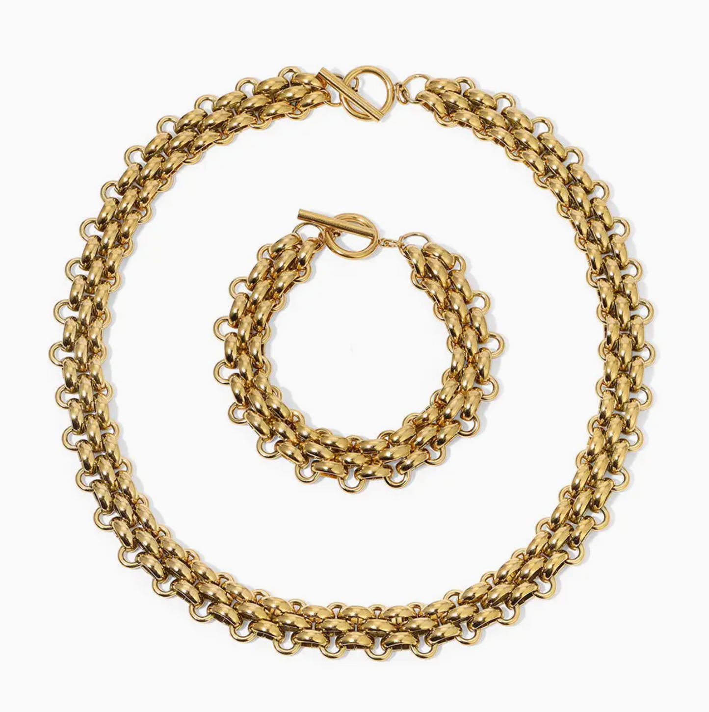 Anat Gold Tone Necklace & Bracelet Set