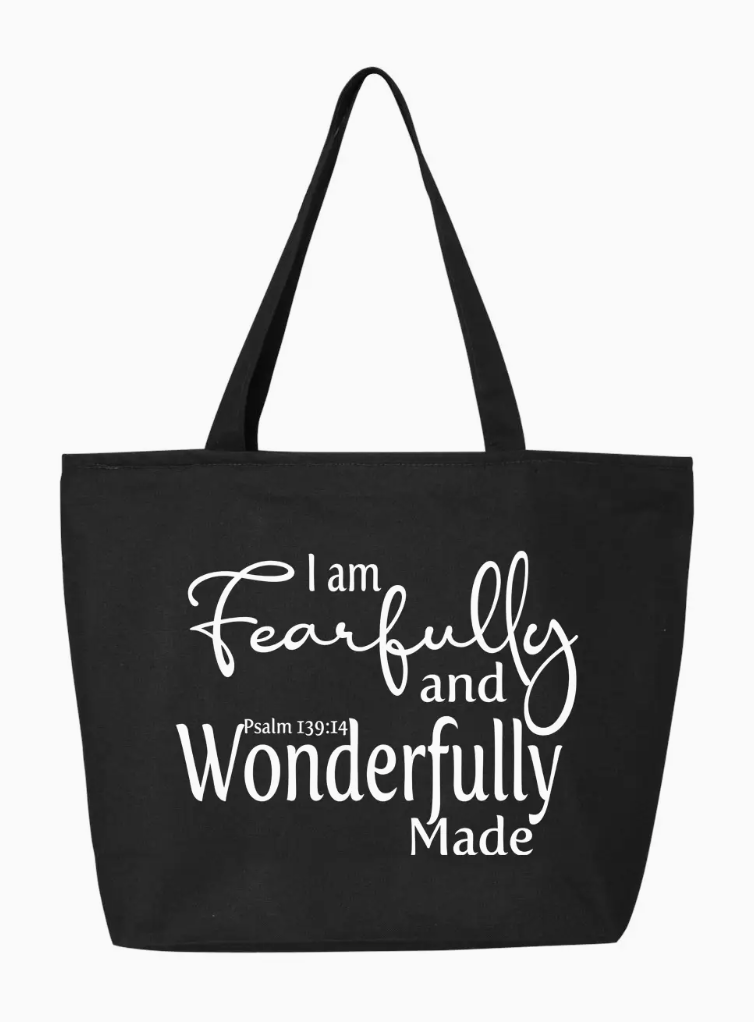 Fearfully and Wonderfully Made Zippered Tote Bag