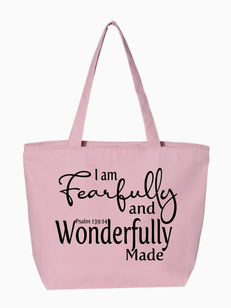 Fearfully and Wonderfully Made Zippered Tote Bag