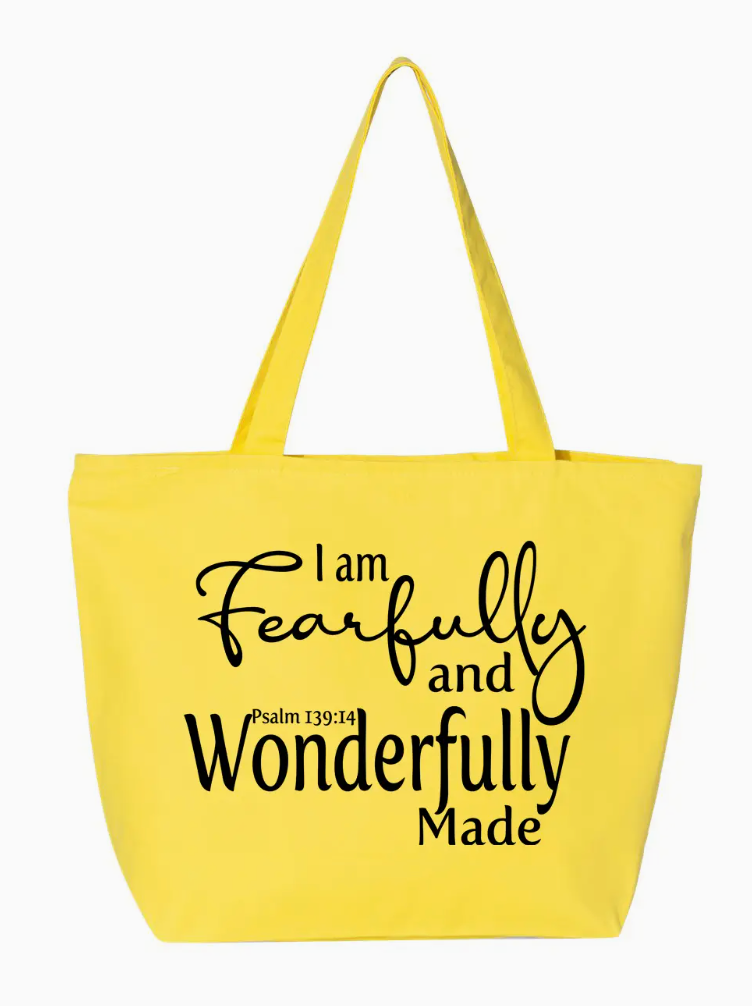 Fearfully and Wonderfully Made Zippered Tote Bag