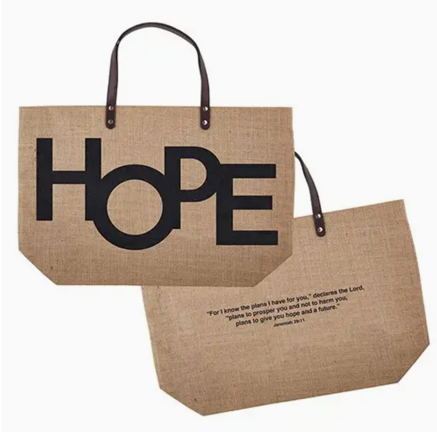 Jute Tote Bag - Hope / Jeremiah 29:11