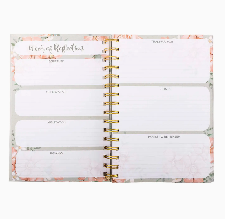 Guided Journal: Sage & Peach Flowers (John 1:16)