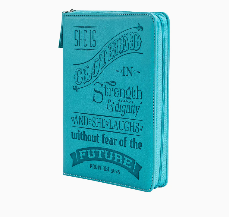 Teal Zippered Journal: She Is Clothed in Strength