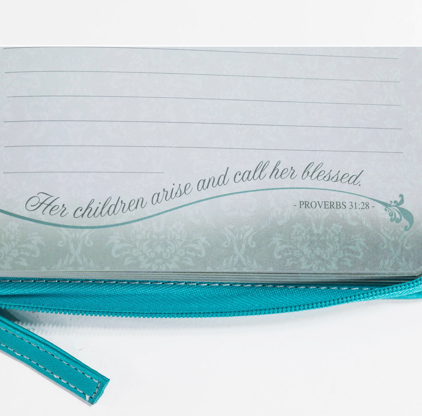Teal Zippered Journal: She Is Clothed in Strength