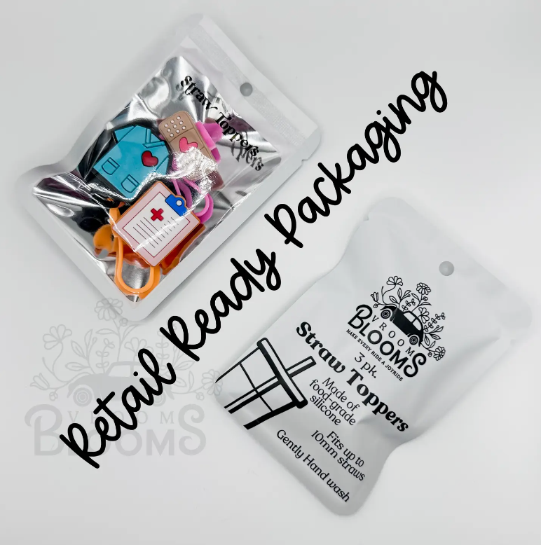 Straw Topper 3 Pack - Scrub Top, Med Clipboard, & Bandaid