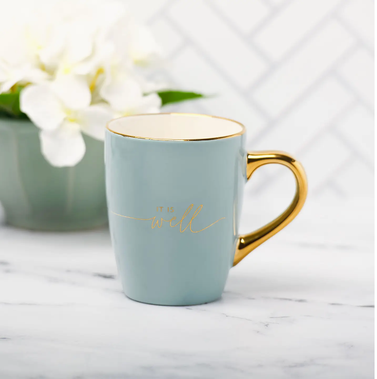Mug Blue/Cream It Is Well with My Soul