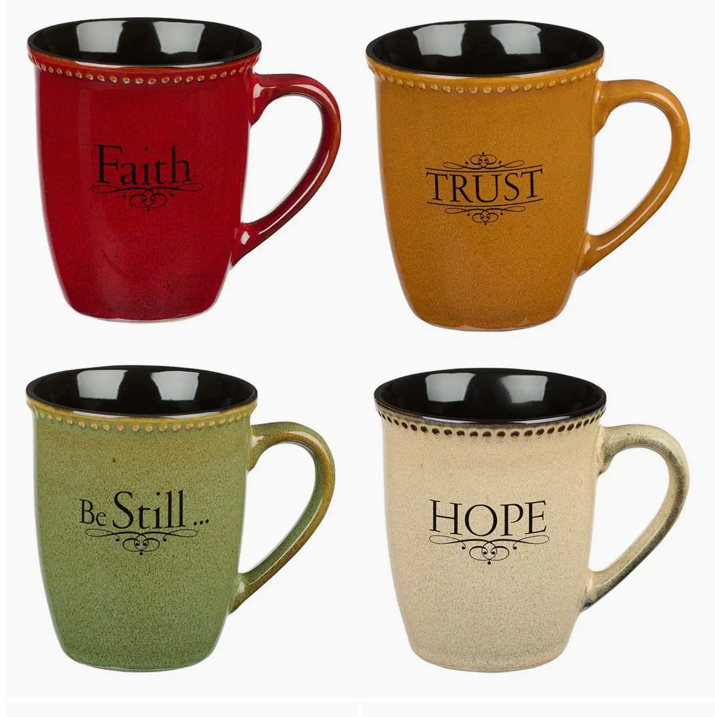 Mug Set 4pc Faith, Trust, Hope, Be Still