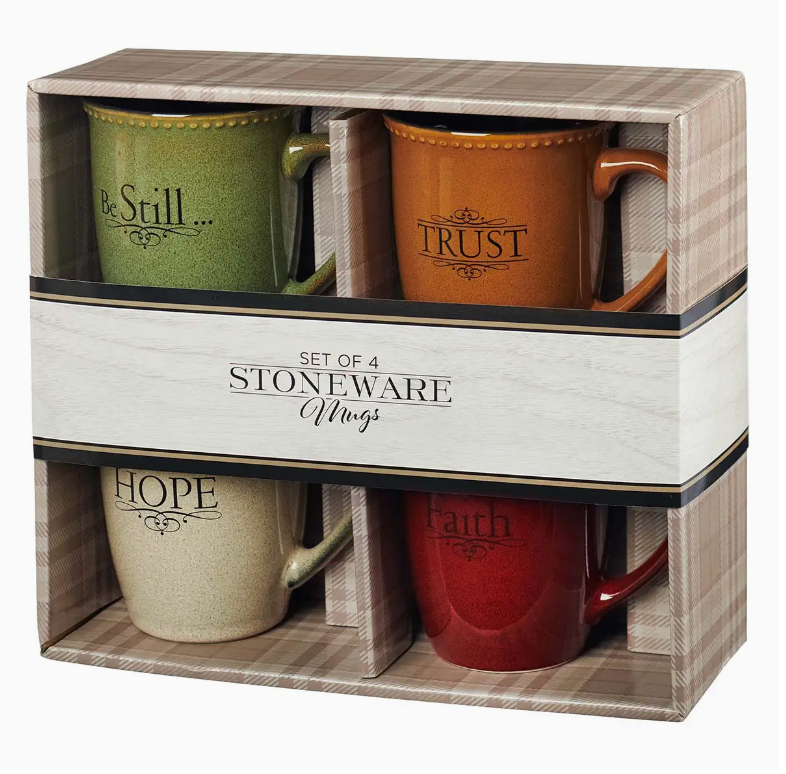 Mug Set 4pc Faith, Trust, Hope, Be Still
