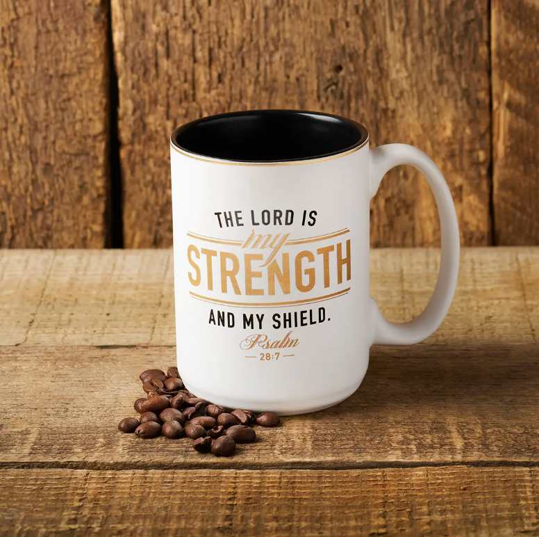 Mug White/Black Lord Is My Strength Ps. 28:7