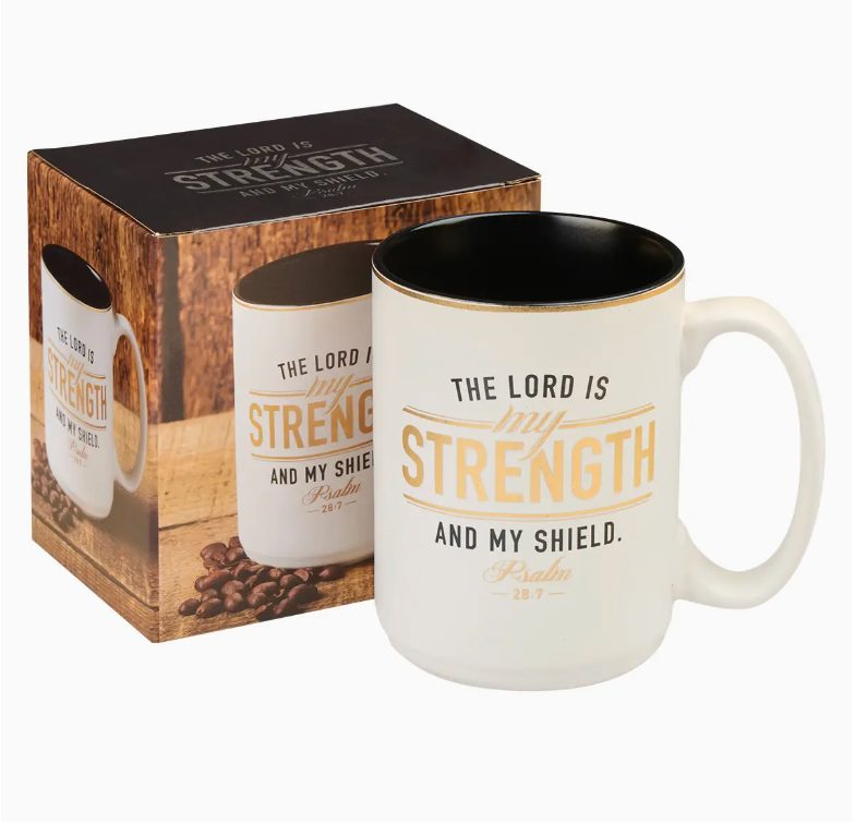 Mug White/Black Lord Is My Strength Ps. 28:7
