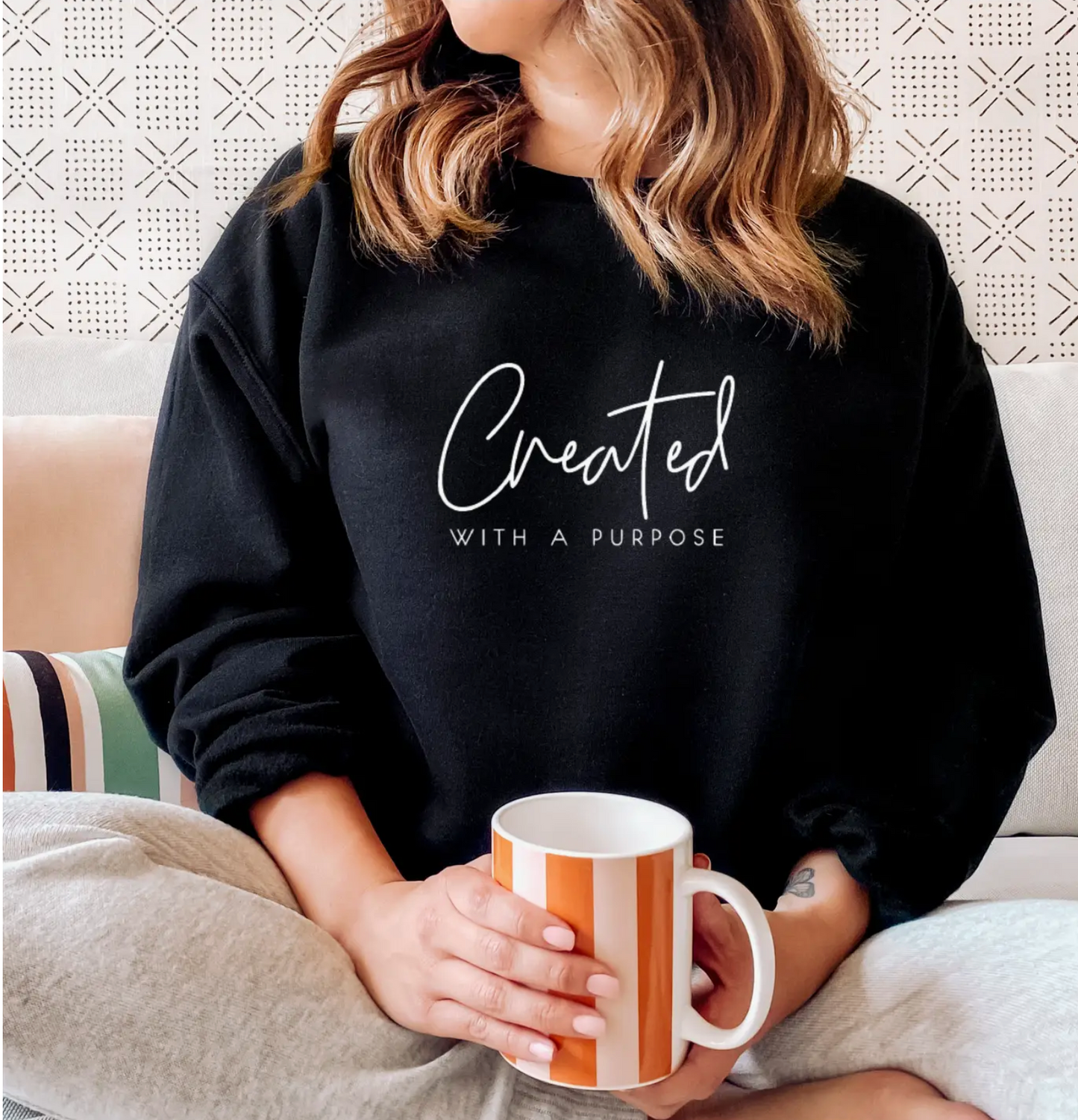 Created with A Purpose Sweatshirt - Christian Sweatshirt