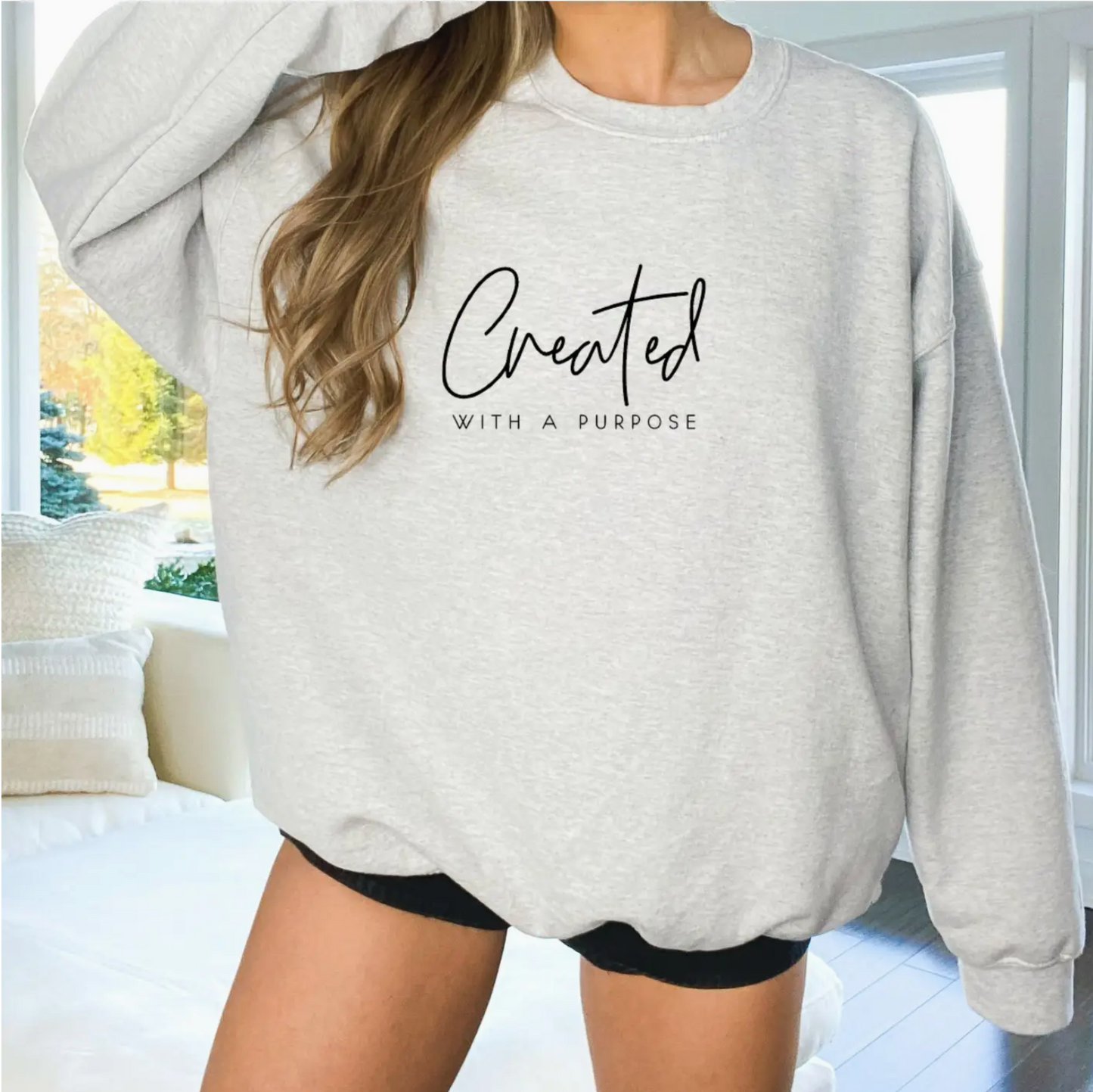 Created with A Purpose Sweatshirt - Christian Sweatshirt