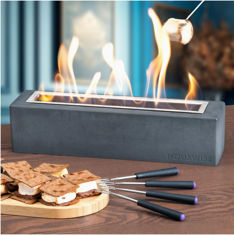 Houswise Rectangle Tabletop Portable Smokeless Fire Pit