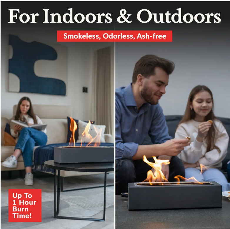 Houswise Rectangle Tabletop Portable Smokeless Fire Pit