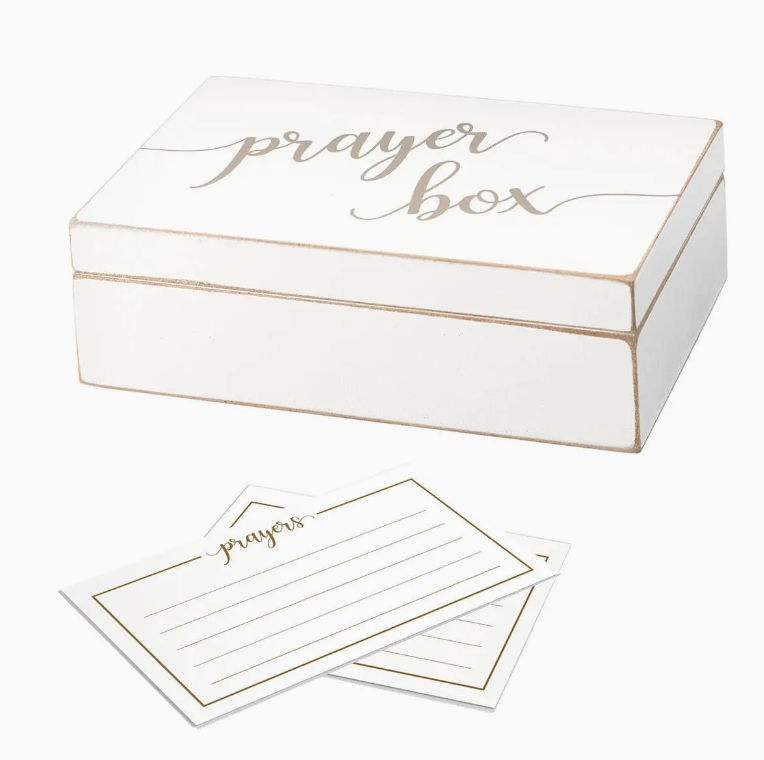 Distressed White Prayer Box with Paper Cards