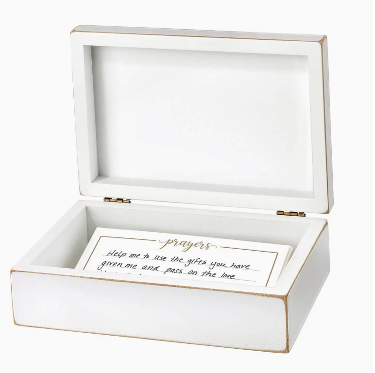 Distressed White Prayer Box with Paper Cards
