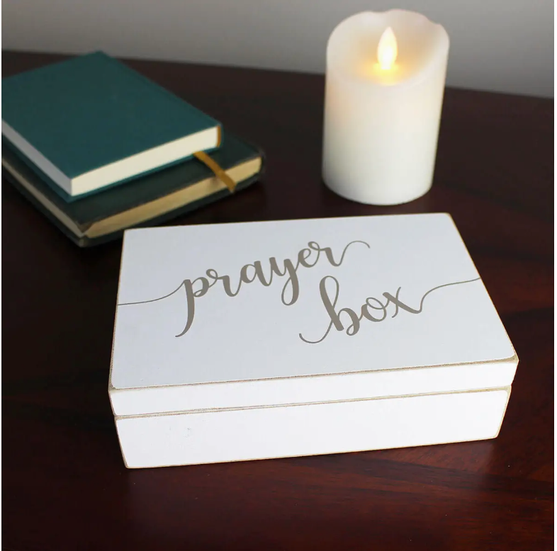 Distressed White Prayer Box with Paper Cards