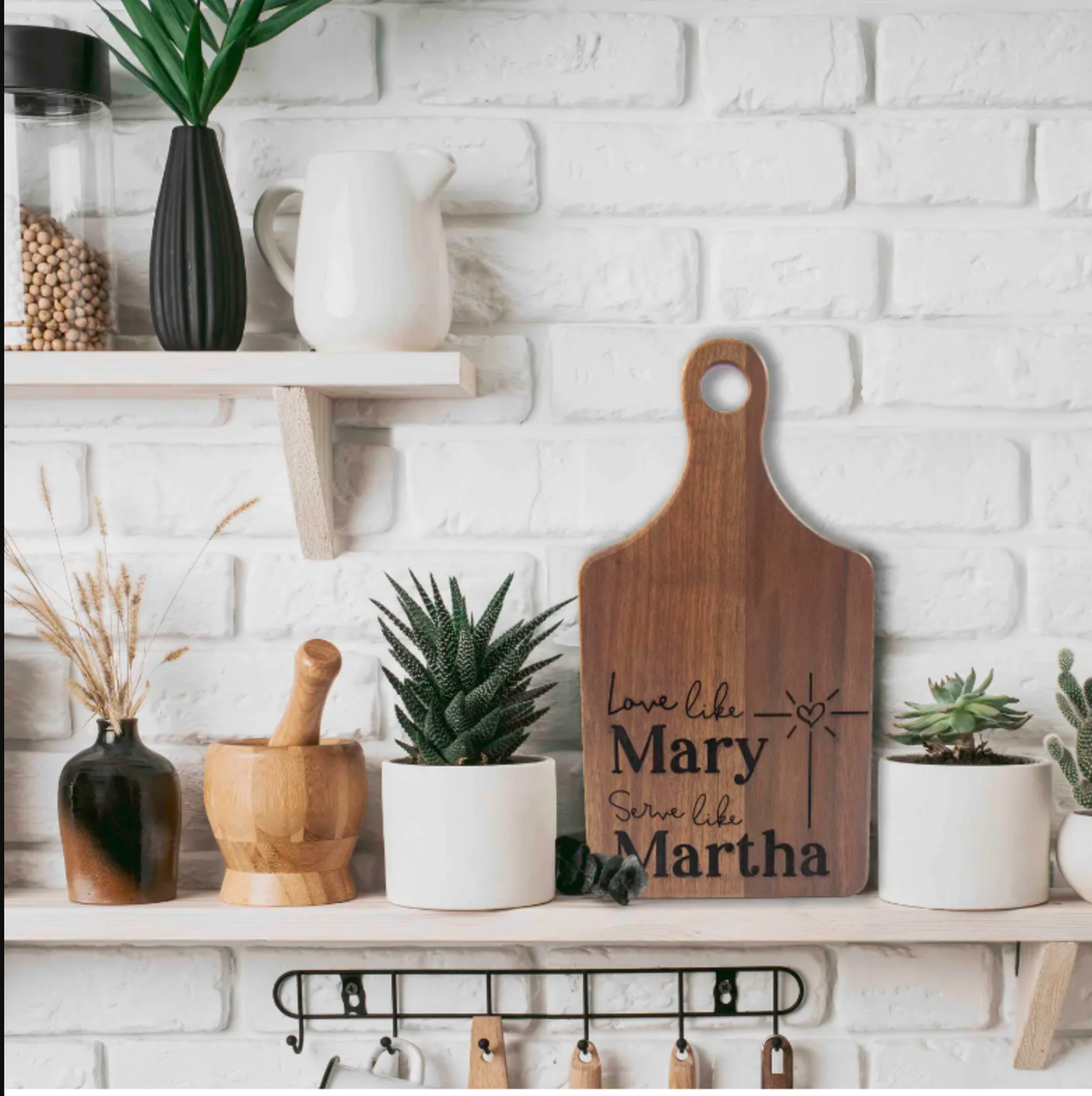 Love Like Mary Serve Like Martha Engraved Cutting Board