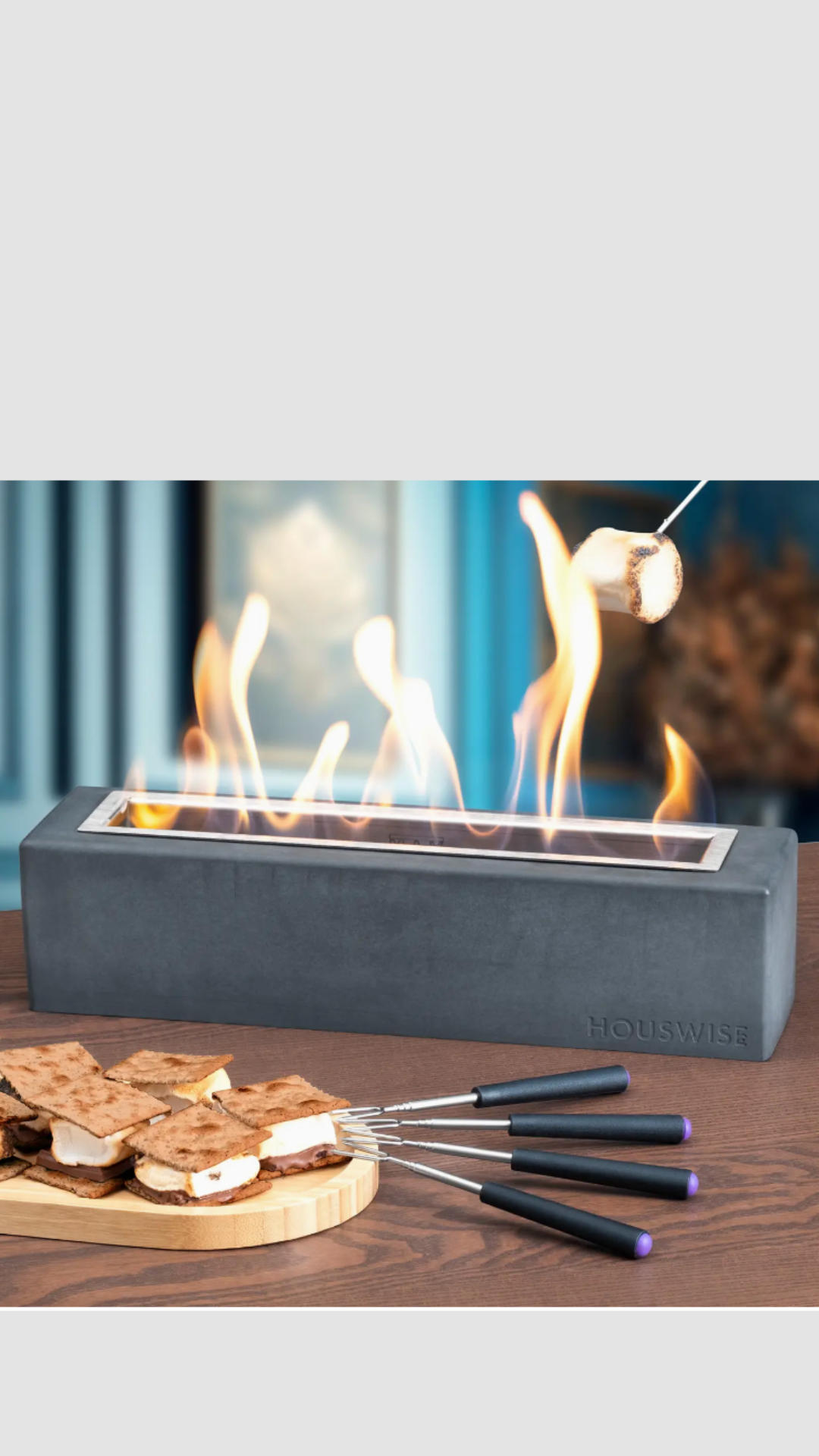 Houswise Rectangle Tabletop Portable Smokeless Fire Pit