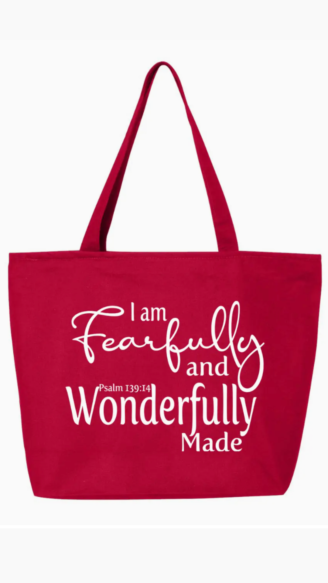 Fearfully and Wonderfully Made Zippered Tote Bag