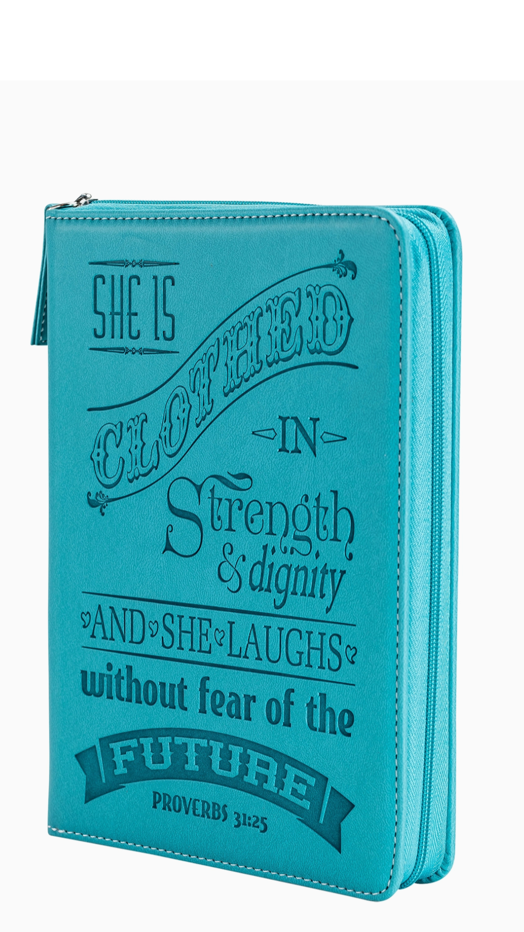 Teal Zippered Journal: She Is Clothed in Strength
