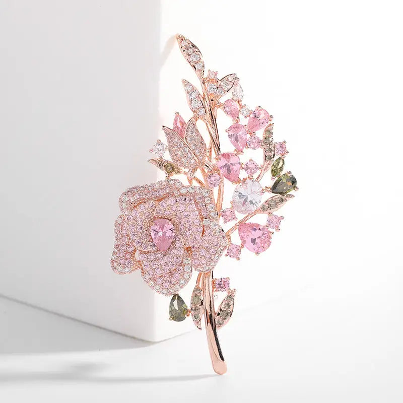 Rose Flower Wedding Statement Brooch in Solid Copper