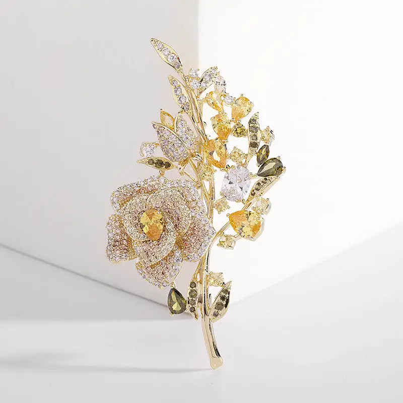 Rose Flower Wedding Statement Brooch in Solid Copper