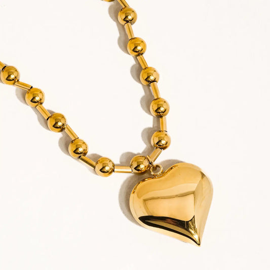 Paris 18K Gold Non-Tarnish Large Heart Chain Necklace