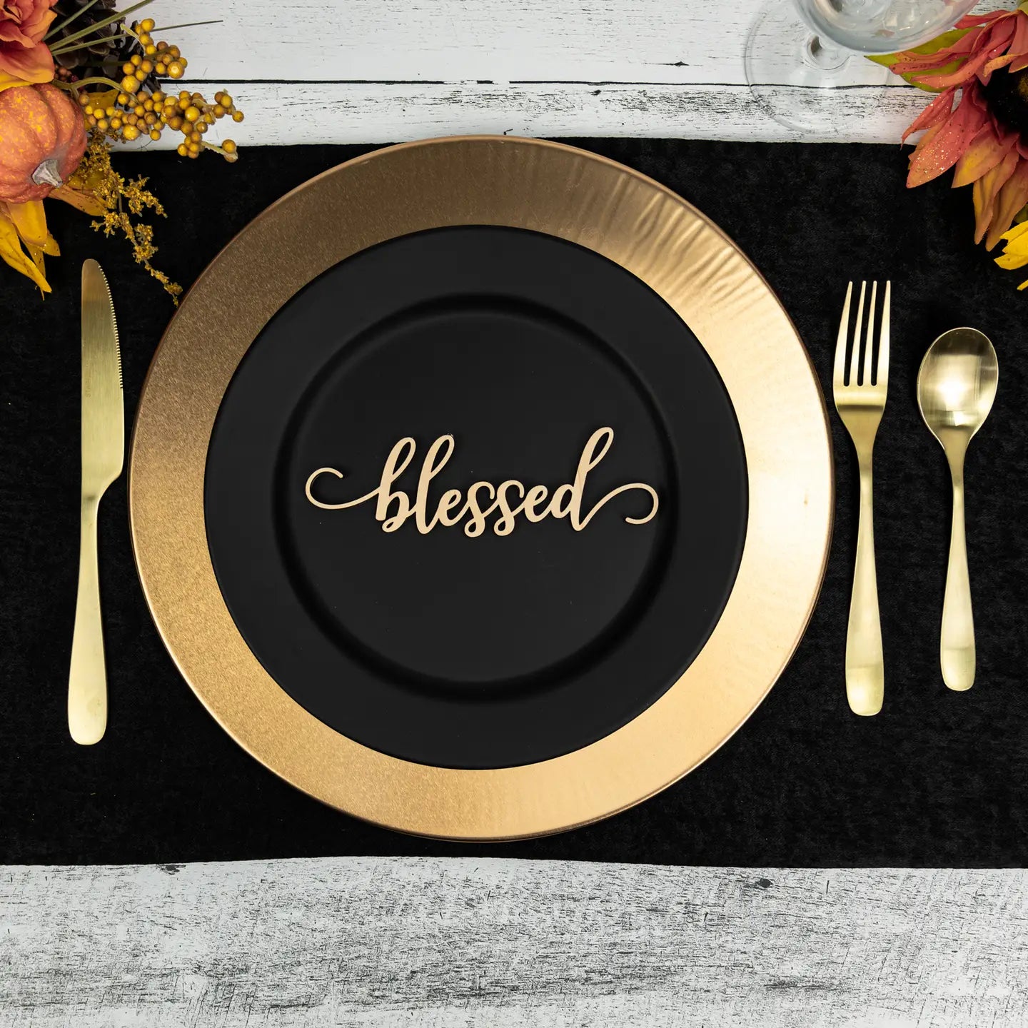 Grateful Place Card Settings, Wood Thanksgiving Table Decor