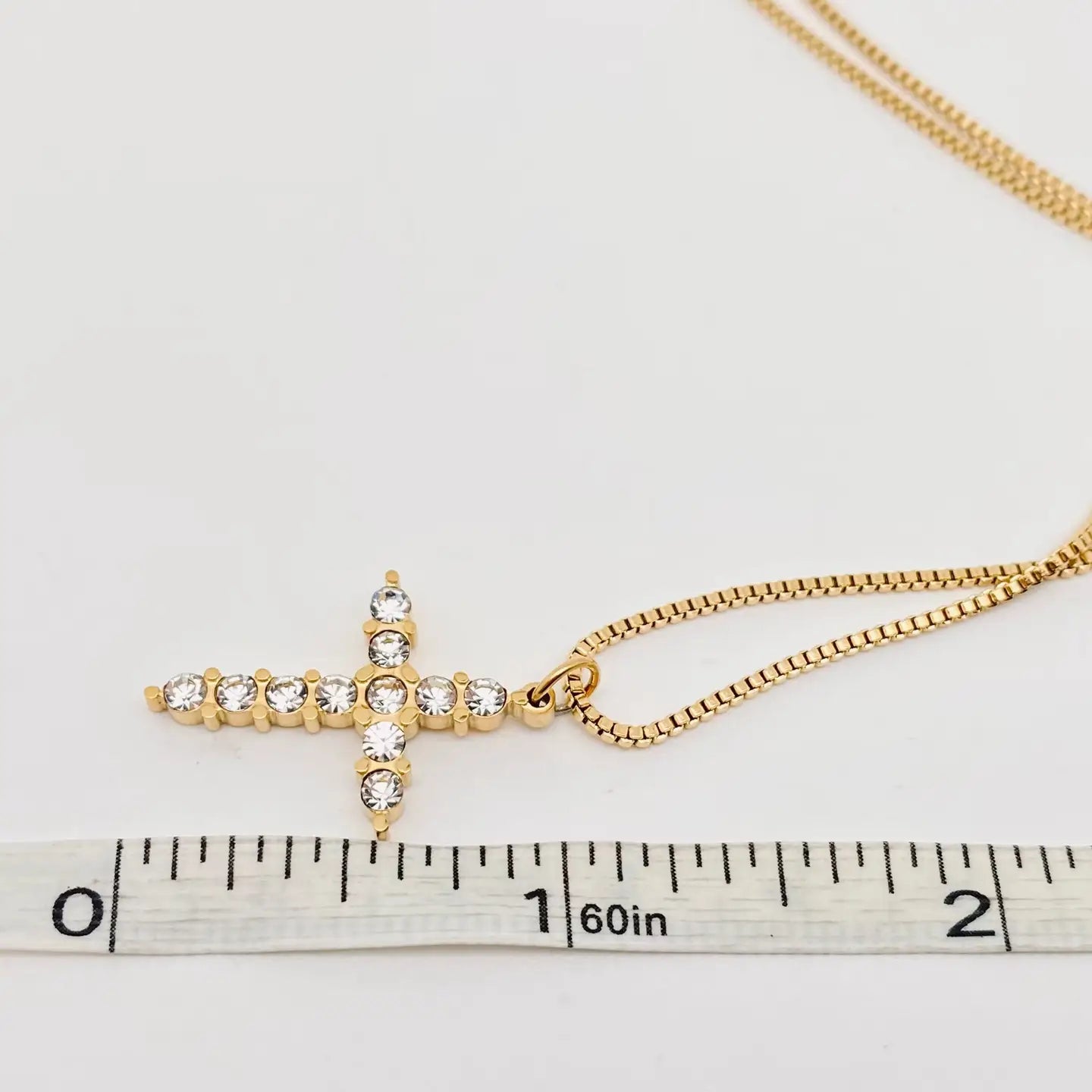 Stainless Steel Inlaid Zircon Cross Pendant Necklace