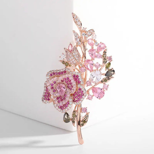 Rose Flower Wedding Statement Brooch in Solid Copper