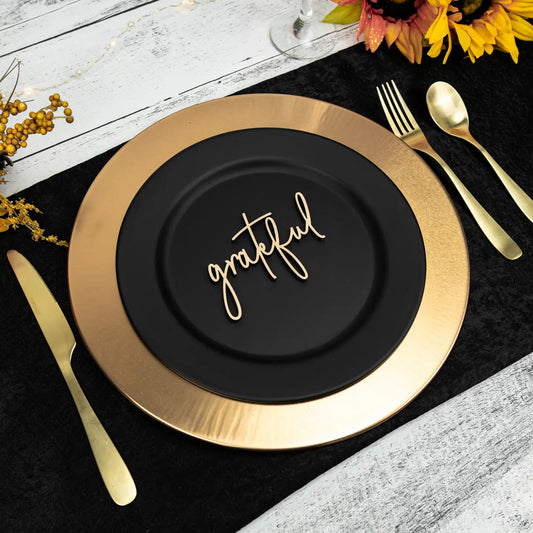 Grateful Place Card Settings, Wood Thanksgiving Table Decor