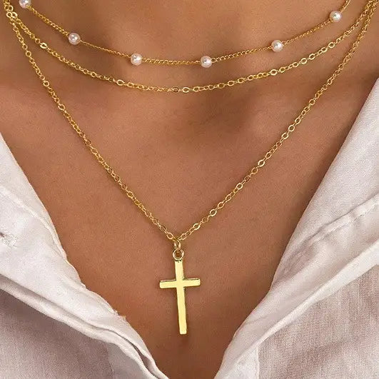 18K Stainless Steel Tarnish Free Cross Necklace