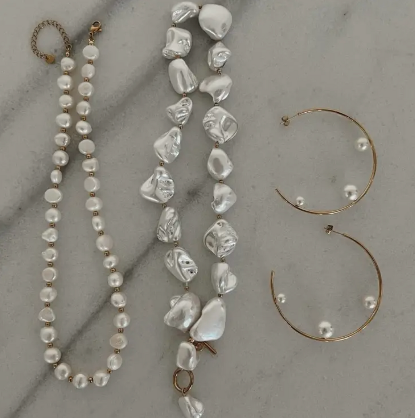 Large Pearl Hoops