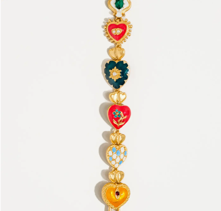 Elysian 18K Gold Boho Baroque Heart Color Bracelet