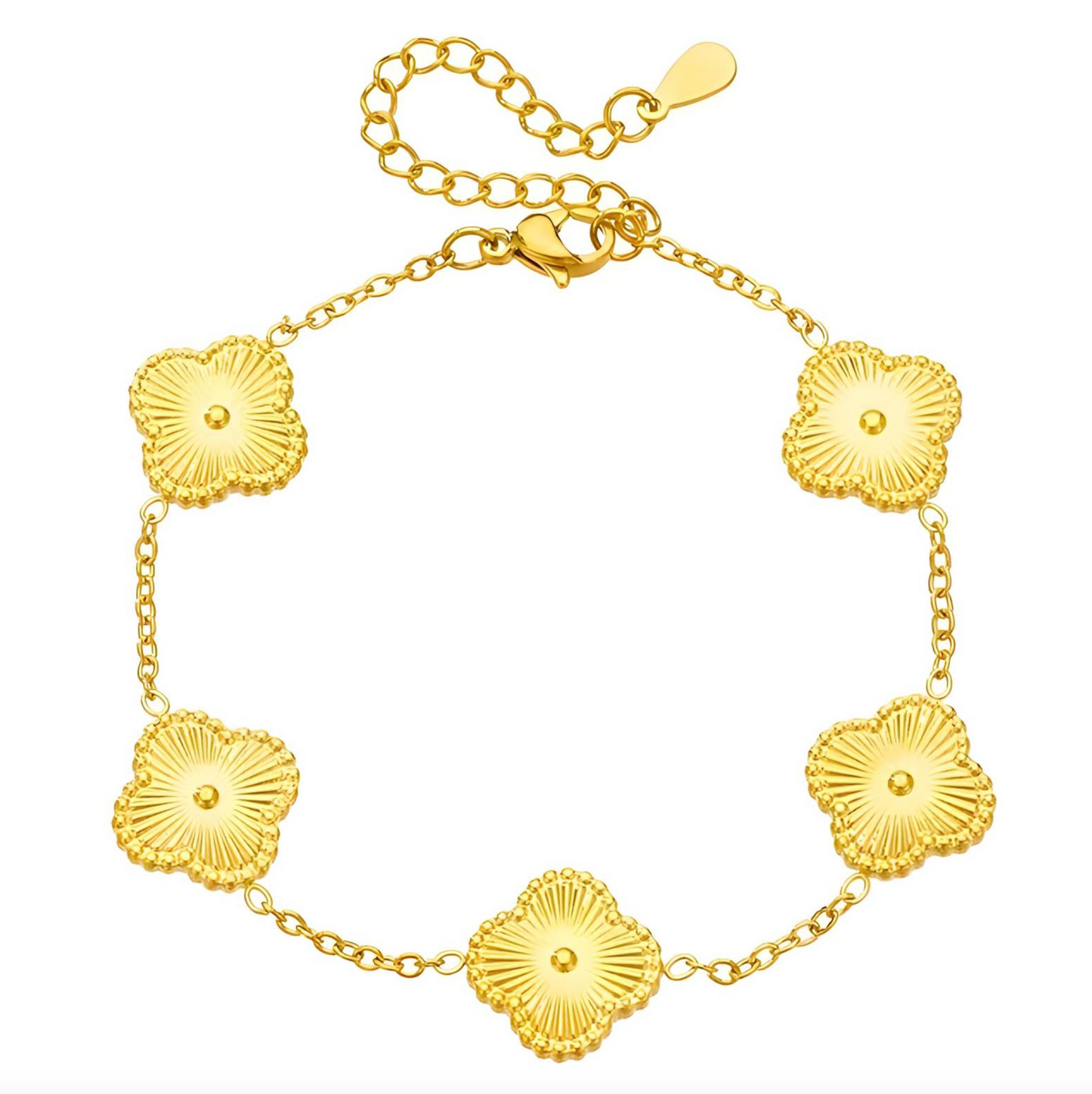 18K gold plated Stainless steel "Four-leaf clover" bracelet, Intensity