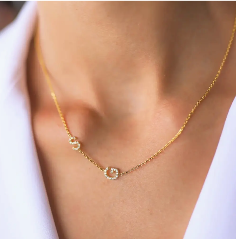 Cz Initial NecklaceSideways Initial