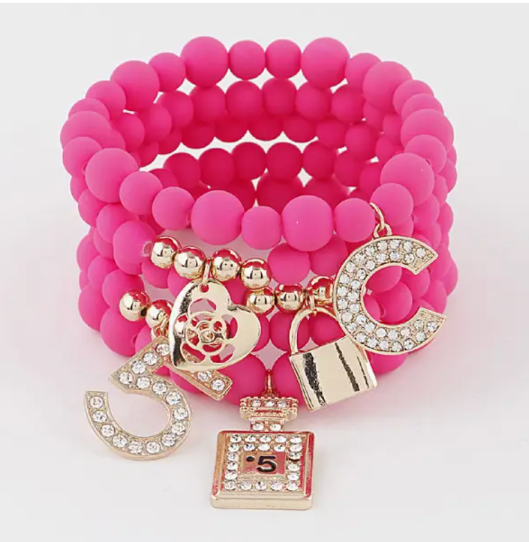 Multiple Charm Beads Stretchable Bracelet