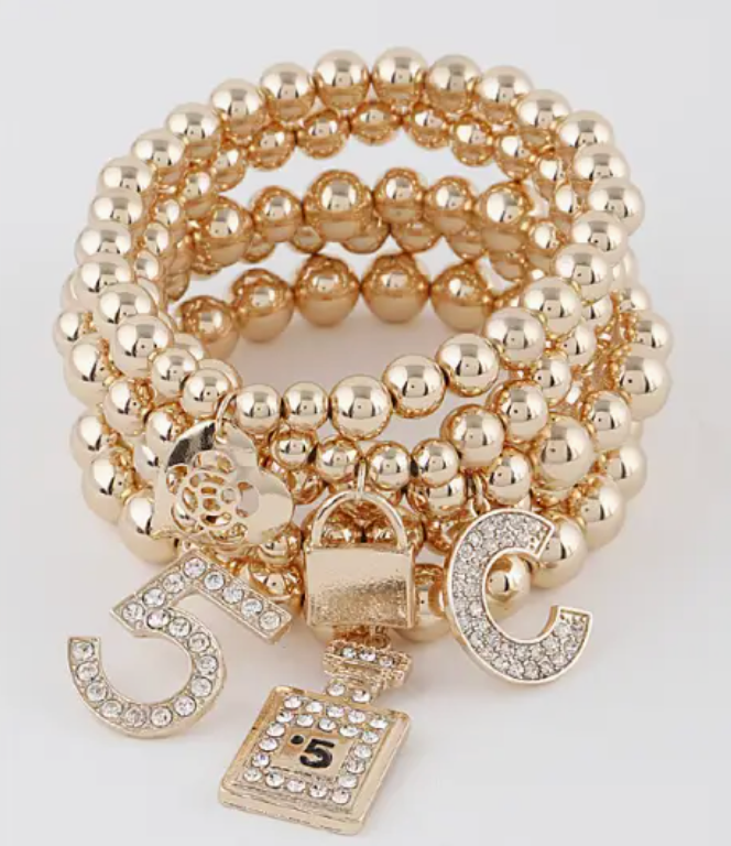 Multiple Charm Beads Stretchable Bracelet