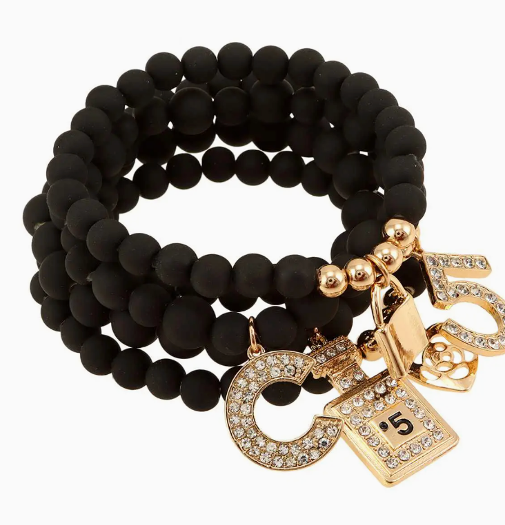 Multiple Charm Beads Stretchable Bracelet