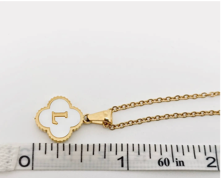 Clover Shell Initial Charm Necklace