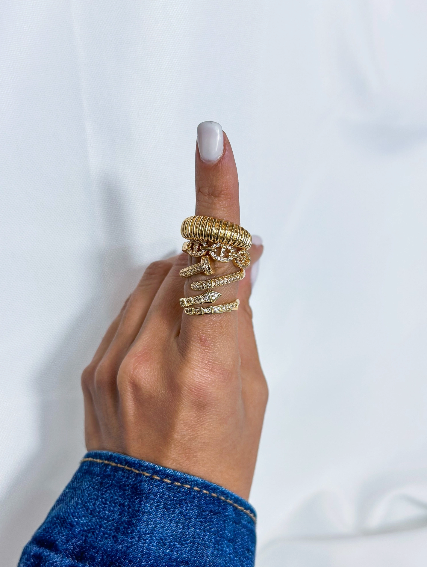 Textured Snake Gold Ring