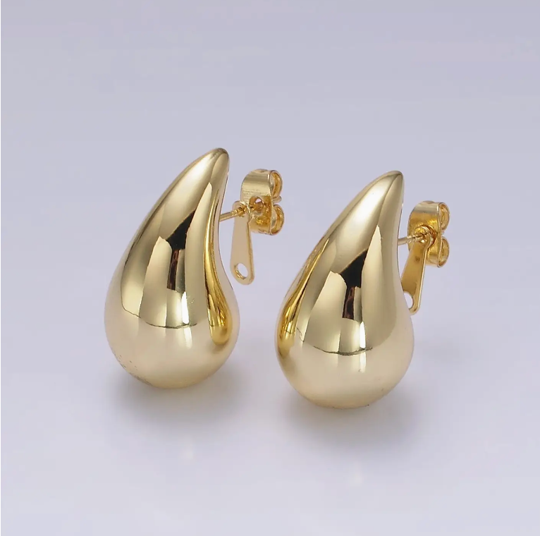 14K Gold Filled 25mm Chunky Modern Teardrop Stud Kylie Earri