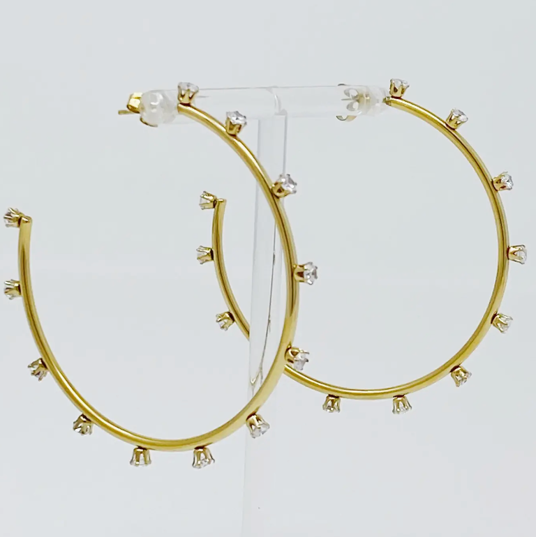 Slim & Jeweled Hoop Earrings