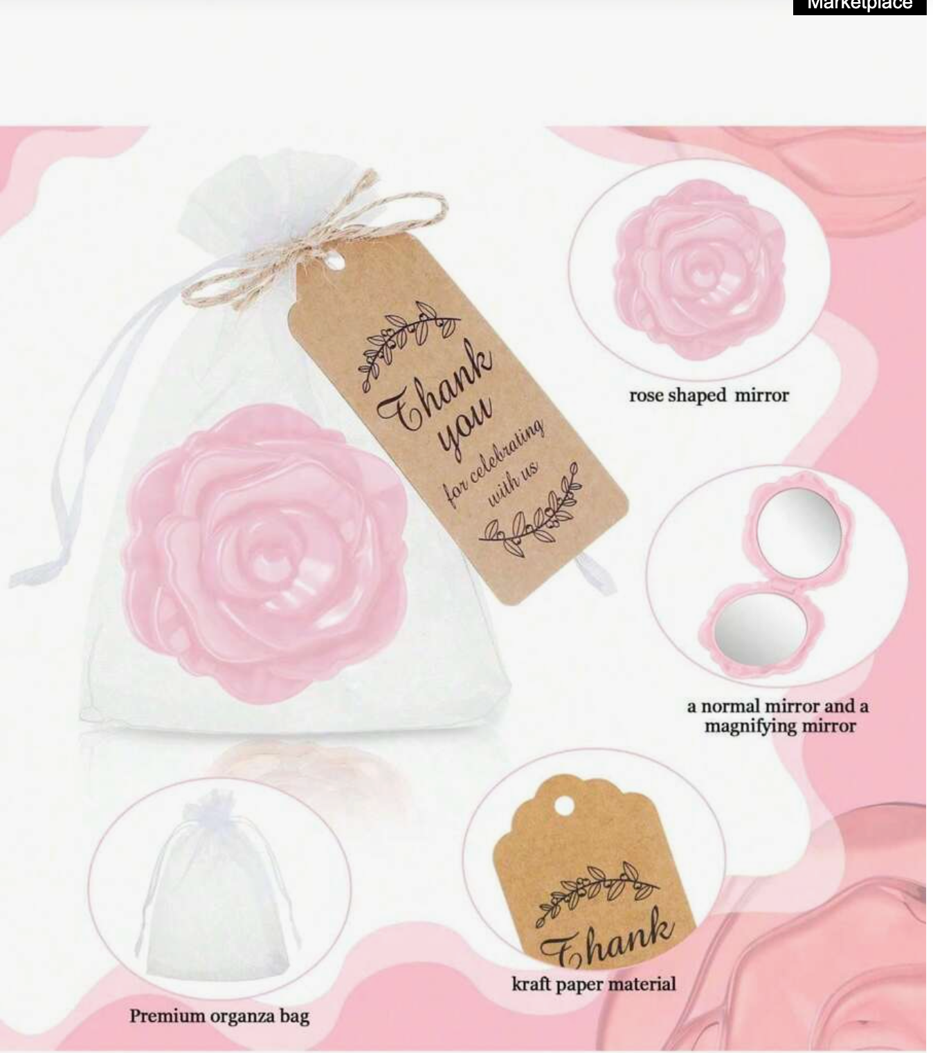 Flavor Rose Mirrors with Organza Bags