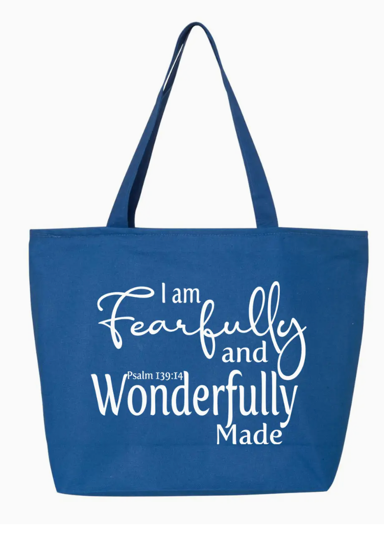 Fearfully and Wonderfully Made Zippered Tote Bag