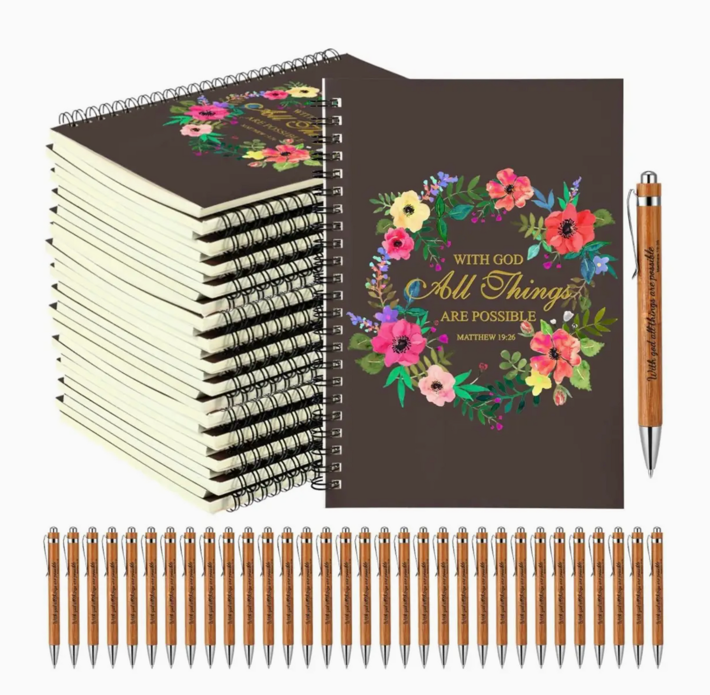 Gorgeous Christian Notebook and Pen Sets Pack of 10 Sets